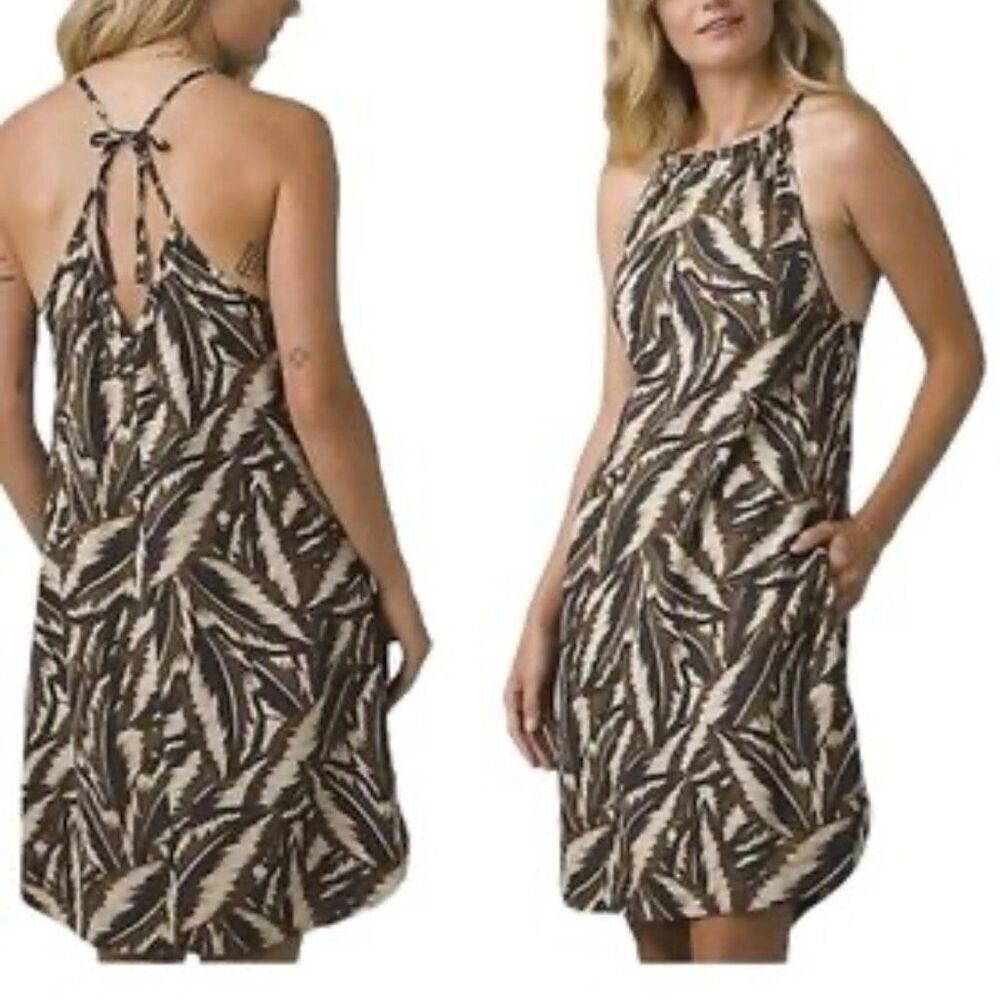 Prana Women's M Multicolor Leaf Print Strappy Racerback Dress